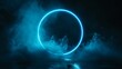 Neon blue color geometric circle on a dark background. Round mystical portal. Mockup for your logo. Futuristic smoke. Mockup for your logo. --ar 16:9 --v 6 Job ID: 7b6e23c8-7bb8-4a64-8e72-8dab7e893e46