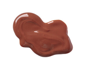 Wall Mural - Smear of tasty milk chocolate paste isolated on white, top view