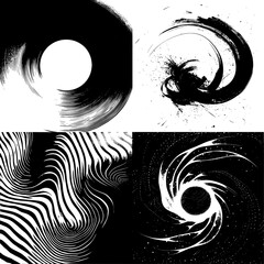 Wall Mural - Line painting posters in super minimalism, modern art in black ink, capturing a port shoe with whirlwind lines. Super simple vector set captivating exploration of form and simplicity