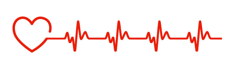 Wall Mural - Heartbeat line with heart. Cardiogram in flat style. Vector illustration