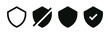 © icons gate - Shield check mark icon or security shield protection icon with tick symbol. no shield banned icon