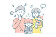 © sato66 - 困っている4人家族のイラスト