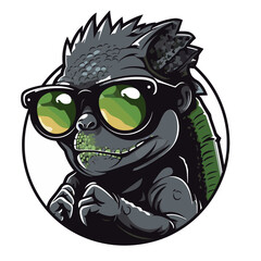  Iguana in sunglasses. Vector illustration