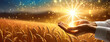 © Igor Tichonow - Harvest Blessings with Sunlit Hands. Open hands appear to hold and cherish a burst of sunlight above a field of ripe wheat, symbolizing abundance and gratitude.