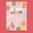 © Diana - Easter activities invitation vertical template. Holiday poster design. Flyer concept with handwritten lettering. Celebration rectangular banner with Easter eggs. Hand drawn flat vector illustration
