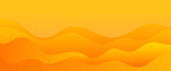 Poster - Abstract orange gradient pattern background. Vector creative wave liquid pattern texture. Color wave template presentation design with yellow line and orange dots.