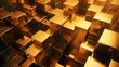 This image captures a seemingly endless array of reflective golden cubes, perfect for depicting concepts of infinity, wealth, and continuous development.