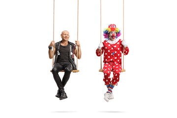 Poster - Punk and a clown swinging on swings