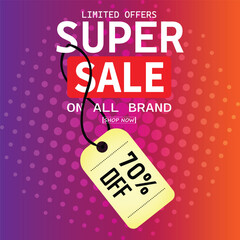 Sale banner template design . Super Sale, end of season special offer banner. vector illustration.