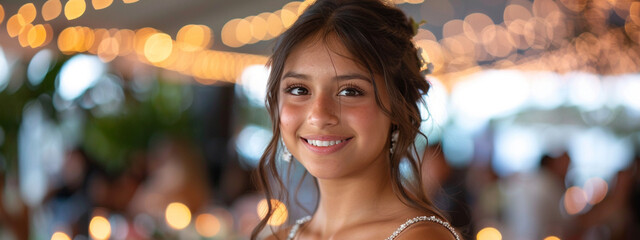 Beautiful teenage girl smiling with beautiful earrings