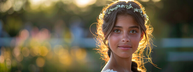 Beautiful teenage girl smiling with beautiful earrings