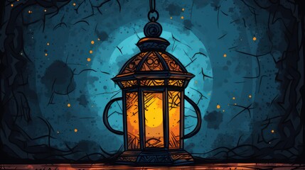 Wall Mural - Candle lantern decoration, Islamic holiday Ramadan Kareem ornament wallpaper background.	