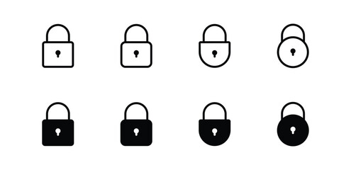 Lock icon set vector for web and mobile apps