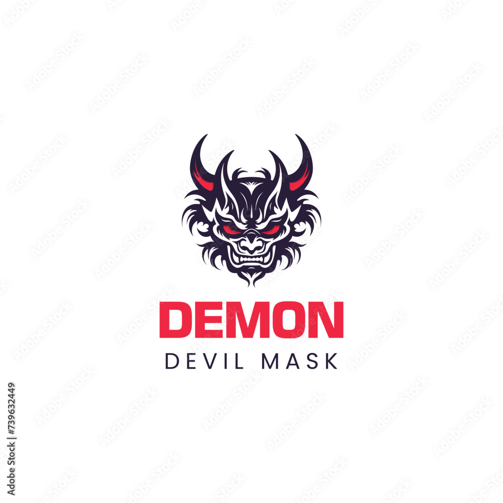 red oni mask vector illustration,Japanese demon evil mask , mascot logo ...