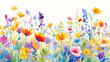 © AYANO - ドリーミーでカラフルな花畑の水彩イラスト背景