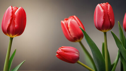 Wall Mural - Photo Of Stunning Tulips On A Serene Background, Perfect, Web Banners And Card Designs.