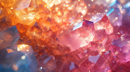 Wall Mural - texture of cascading crystal facets resembling a waterfall of shimmering jewels in motion.