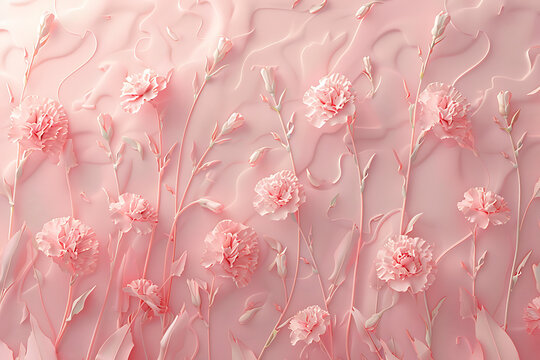 pink carnation flowers on a soft pink background in t