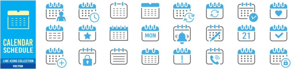 calendar icons set line vector