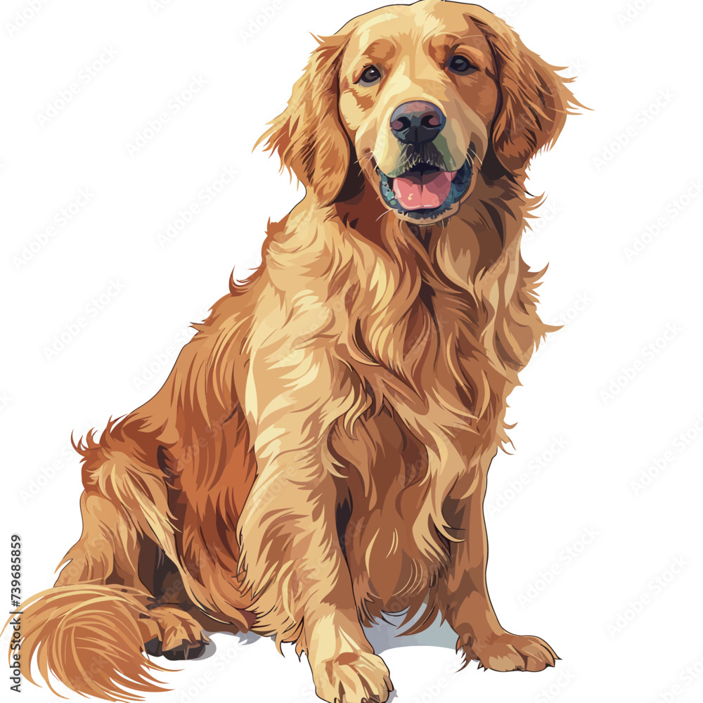 Golden Retriever dog. Vector illustration isolated on white background ...