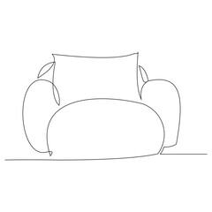 Wall Mural - Continuous single line armchair sofa chair. One line drawing of Living room with modern furniture vector illustration