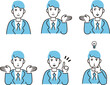 © ribbon_s - ビジネス　男性　人物　スーツ　ベクター　シンプル　アイコン　飾り　あしらい　イラスト素材セット