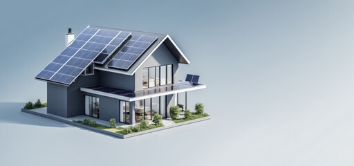 Private residence harnessing power of sun with rooftop solar panels, embodying zero waste and sustainable living principles