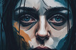Woman portrait illustration, the look of stress and insomnia, mental disorder, illness, low energy, loneliness, social isolation, anxiety painting 