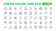 © artnazu - Eco-friendly related thin line icon set in minimal style. Linear ecology icons. Environmental sustainability simple symbol. Simple Set of  Line Icons.Global Warming, Forests, Organic Farming.