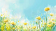 野に咲くタンポポの花と青空と白い雲　Generative AI