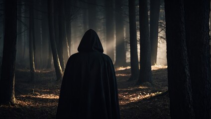 Canvas Print - mysterious person in the woods