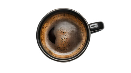 Wall Mural - Top-down view of black coffee in a glass isolated on transparent and white background.PNG image