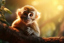 Little Monkey Sitting On A Branch