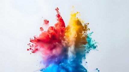 Wall Mural - Rainbow multicolor paint splash on a white background