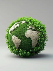 Wall Mural - globe with green arrows covered with leafs, realistic, hd, copy space - generative ai