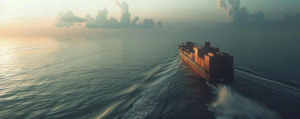 Wall Mural - a large container ship in the ocean