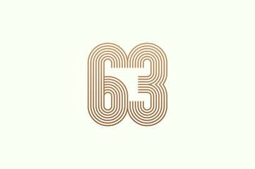 Wall Mural - Number 63 Logo. Monogram Number 62 logo multi line style. usable for business logos and anniversary. flat design logo template. vector illustration