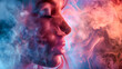 a abstract image of a face of a person dissolving in smoke
