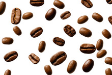 A Photo Showcasing A Large Quantity Of Coffee Beans. On A White Or Clear Surface PNG Transparent Background.