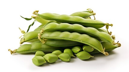 Wall Mural - green peas isolated on a white background