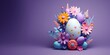 Joyous Easter Celebration in a Vibrant 3D Minimalistic Composition With Floral Arrangements