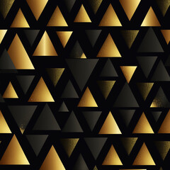 Poster - Abstract black and golden triangles background