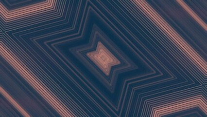 Poster - Digital seamless loop animation with burning moving geometric light pattern of orange lines on dark blue background. Abstract and modern style. 3d rendering. 4K, Ultra HD resolution