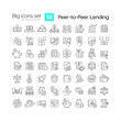 © IMG visuals icons - Peer-to-peer lending linear icons set. Investment. Obtain loans directly from individuals. Finance. Customizable thin line symbols. Isolated vector outline illustrations. Editable stroke