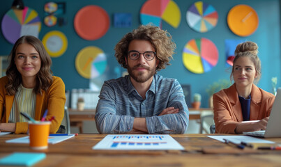 Wall Mural - group of people in office, young business people lifestyle 