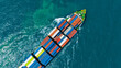 © Media  - Aerial view of the freight shipping transport system cargo ship container. international transportation Export-import business, logistics, transportation industry concepts