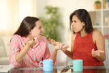 Fototapeta Pomosty - Two angry women at home arguing