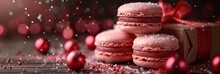 French Macaroons Cookies Gift Box, Banner Image For Website, Background, Desktop Wallpaper