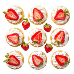 Wall Mural - top view of strawberry shortcake biscuits isolated on a white transparent background