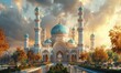 ramadan background. mosque architecture rendering 